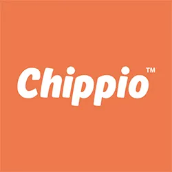 Logo de Chippio sobre un fondo naranja, representando la identidad de la marca.