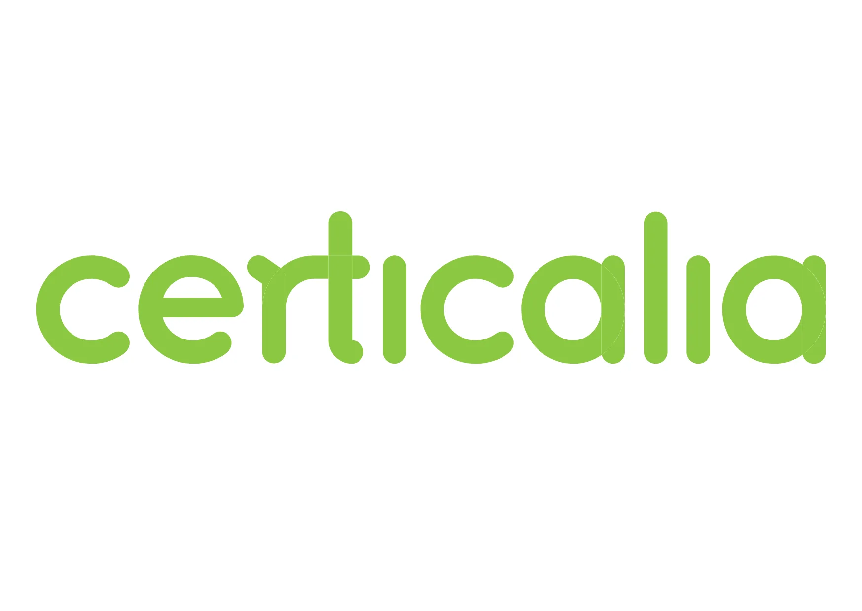 Logo de Verticalia, con un diseño moderno en color verde, representando la identidad de la marca.